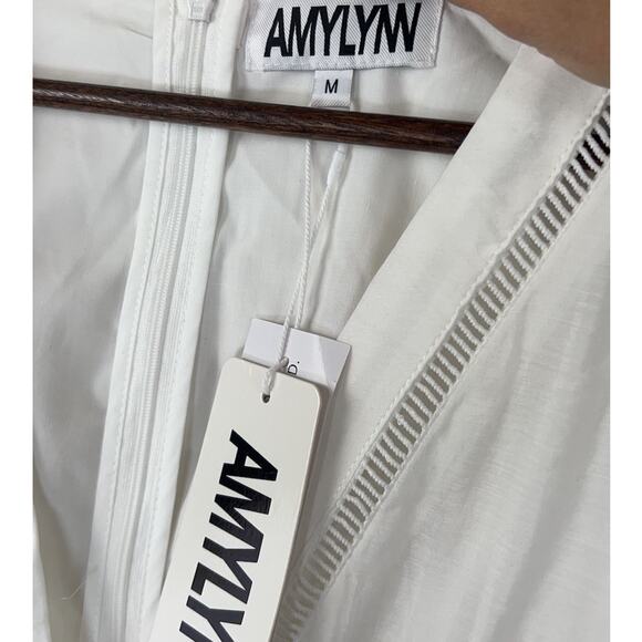 AMYLYNN White Romantic Ruffle Mini Dress M Long Sleeve Cottagecore NWT - Picture 3 of 10